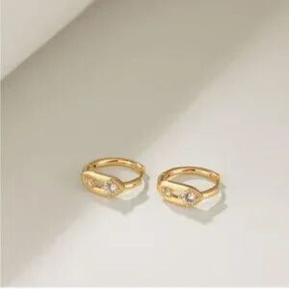 Jewelry - GOLD 14k Gold Plated Cubic Zirconia Hoop Earrings Gift Minimalist